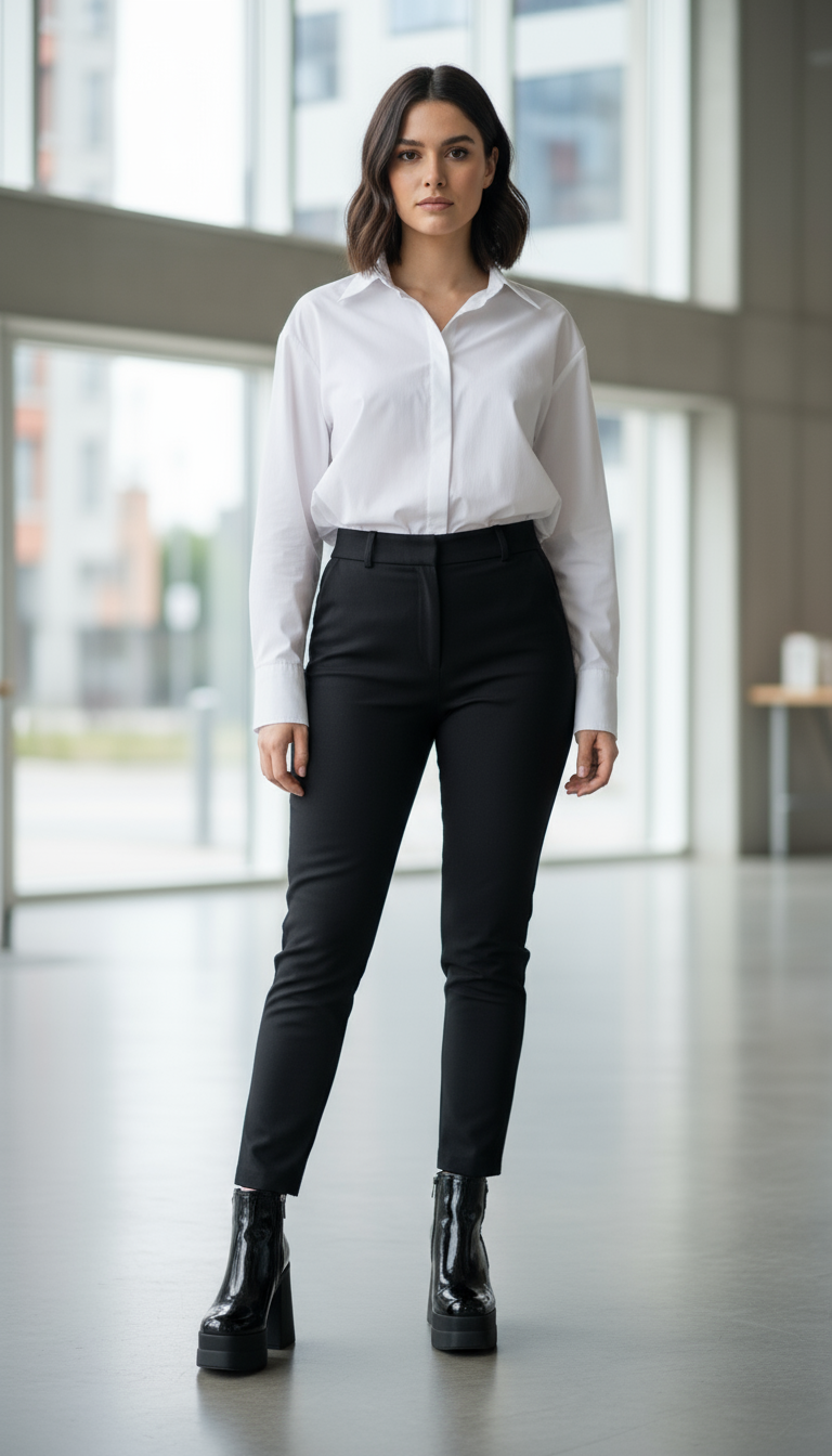 Botin Plataforma Negro mujer Taco Alto 11 CM