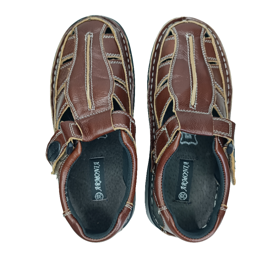 SANDALIA HOMBRE CUERO MARRON
