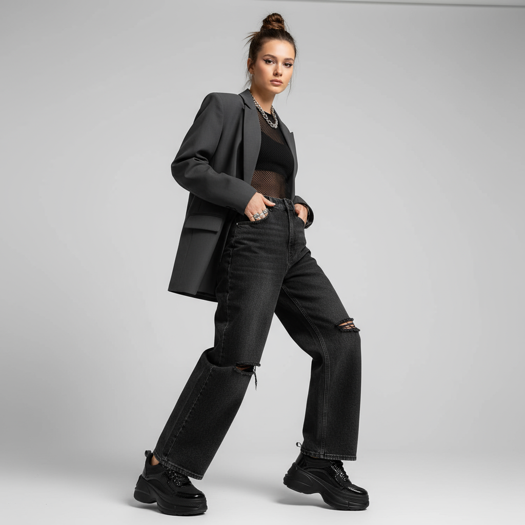 Zapatilla Plataforma Negro Mujer Anto