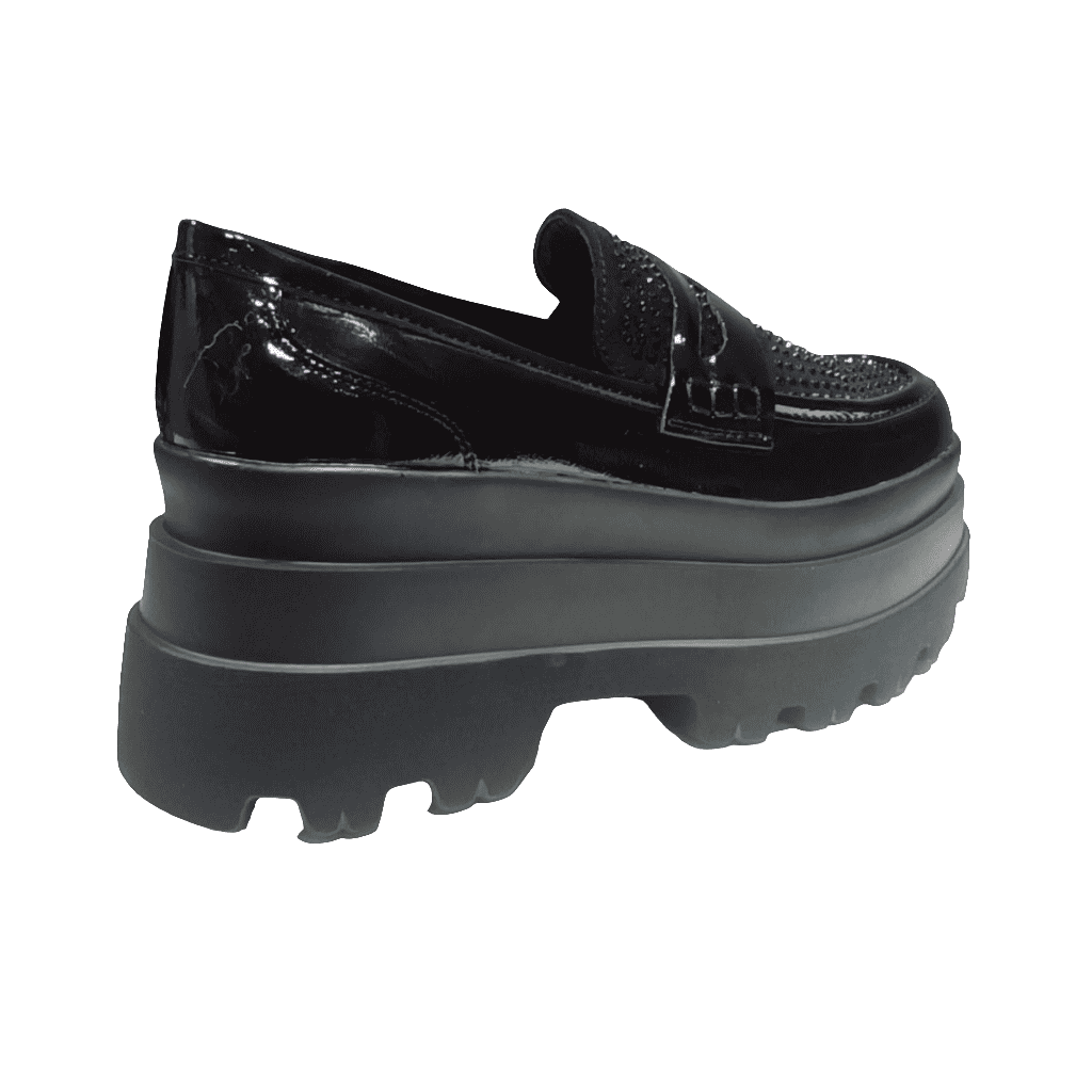 Mocasin Plataforma Negro Charol Brillos - Pastik.cl