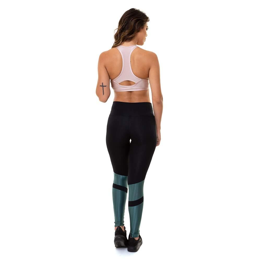 CALZA LEGGING DEPORTIVA BRASIL CUTOUT VERDE NEGRO - Pastik.cl