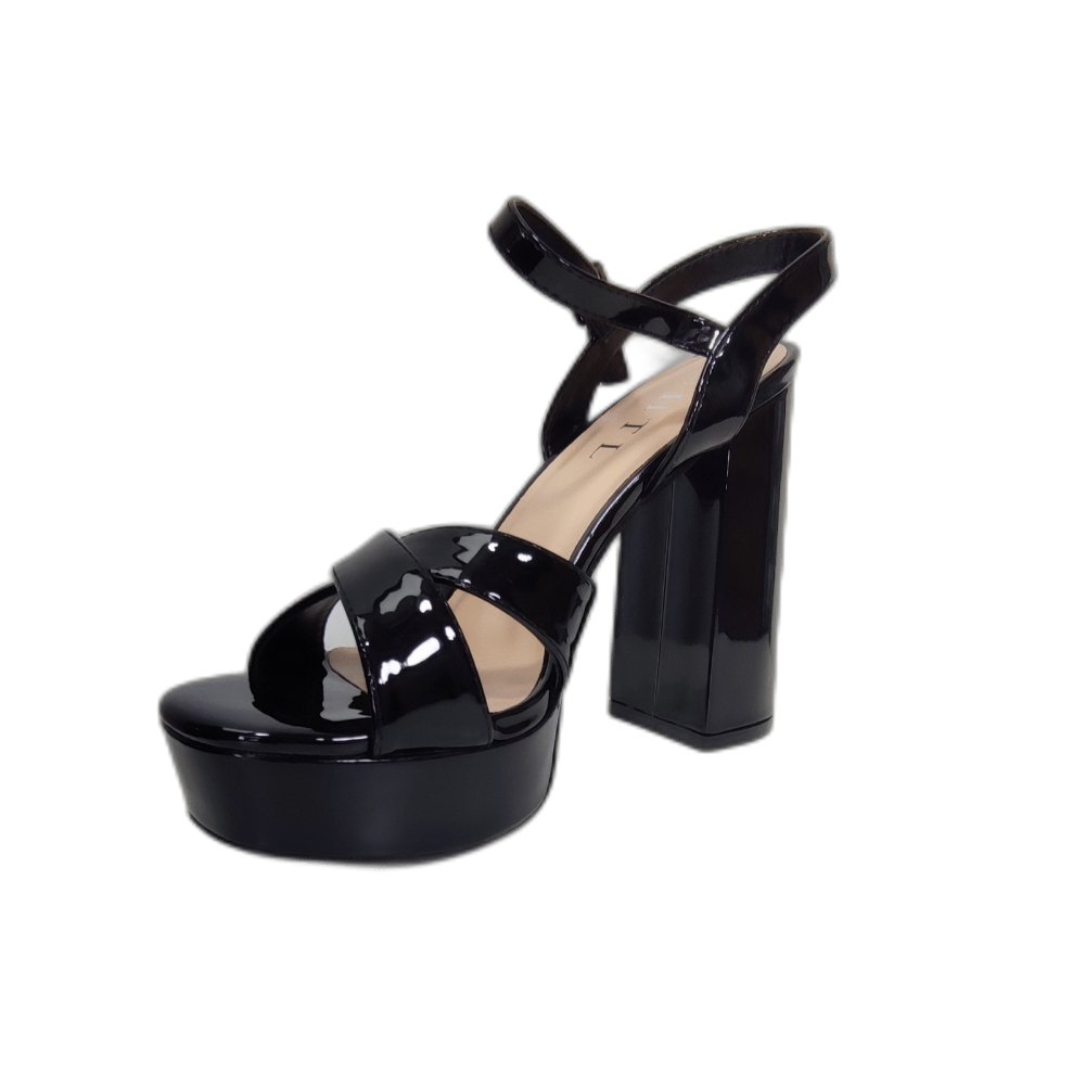 Sandalia Plataforma Taco Alto Negro. - Pastik.cl