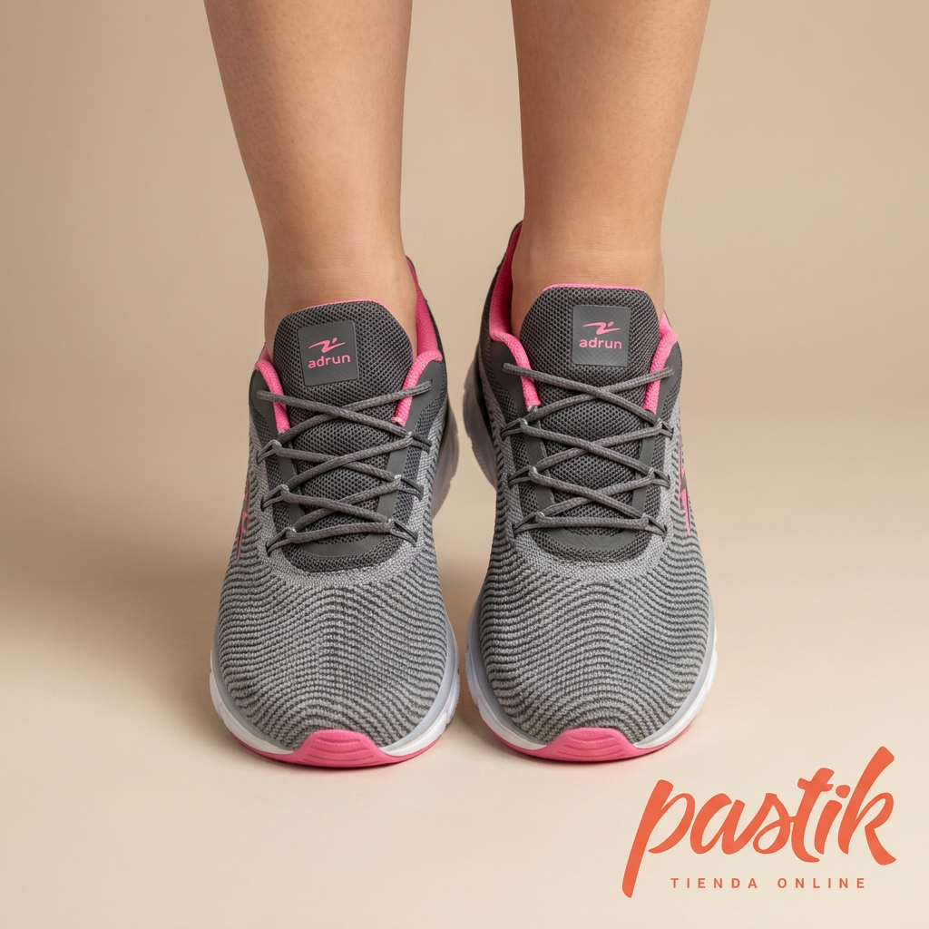 Zapatillas deportivas para mujer en color ceniza, grafito y rosa de la marca Pastikcl, con diseño cómodo y moderno.