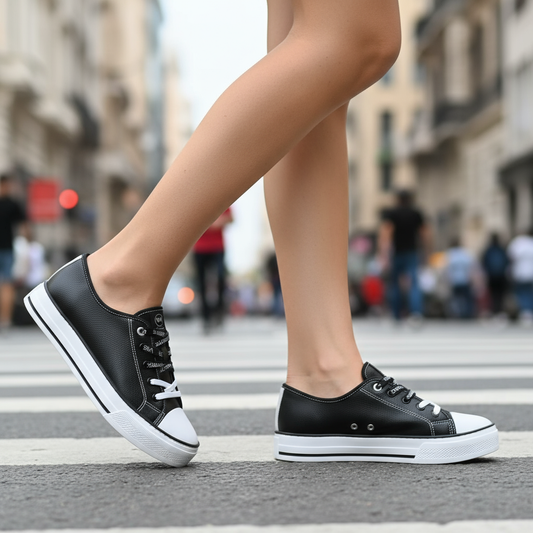 ZAPATILLA MUJER CLASICA NEGRO TOPO