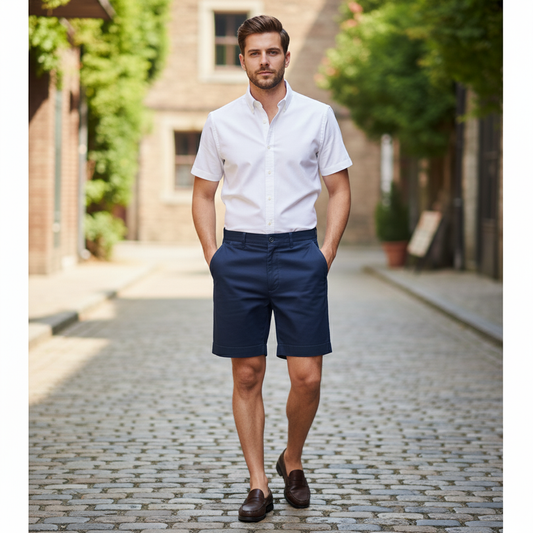 Short Vestir Hombre Azul tela