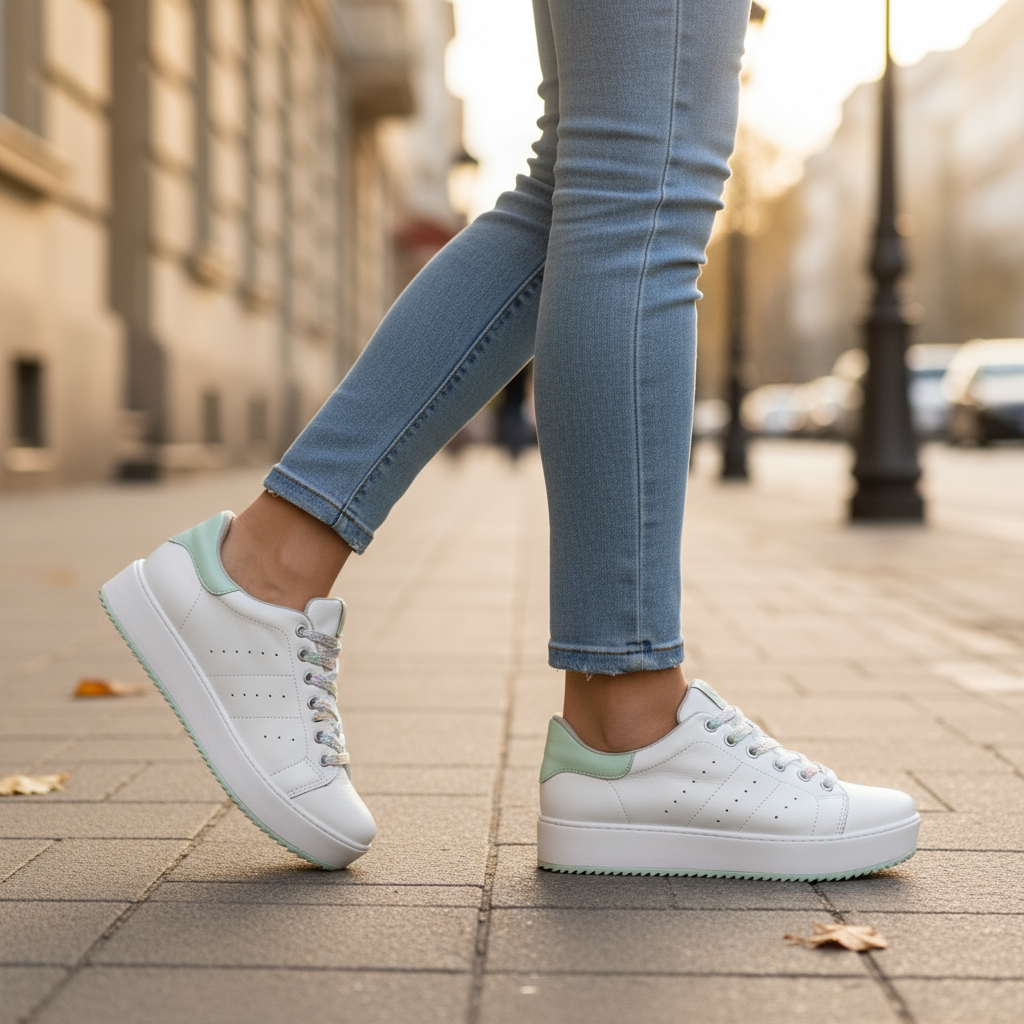 ZAPATILLA PLATAFORMA MUJER BLANCA VERDE LEMONAKI