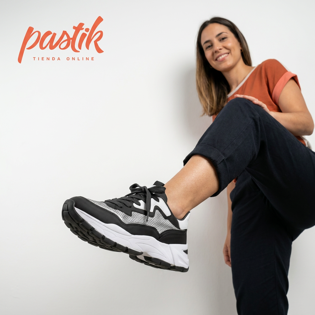 Zapatilla Mujer Monster Negra/Blanco | Calzado Brasileño - Pastik.cl