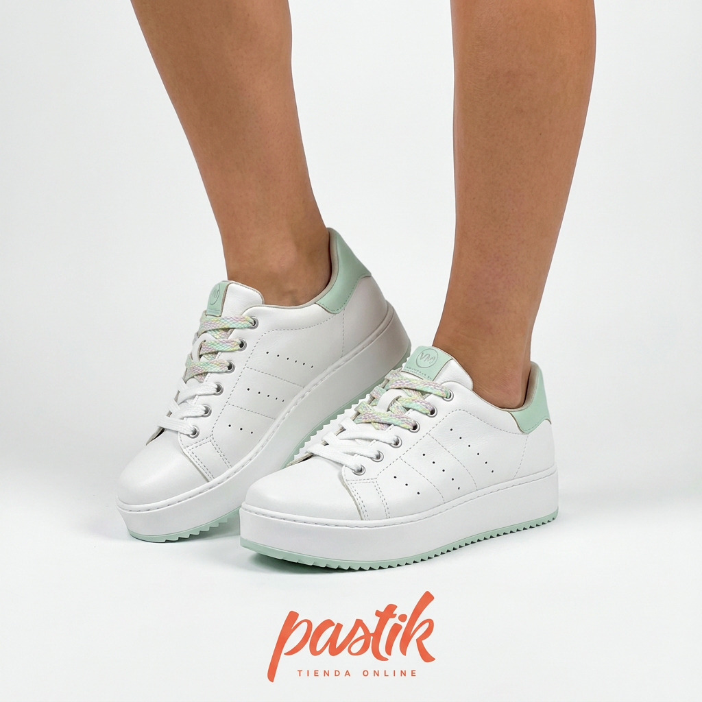 Zapatillas blancas para mujer de estilo urbano y comodidad, marca Lemonaki de Pastik, con diseño moderno y caña baja.