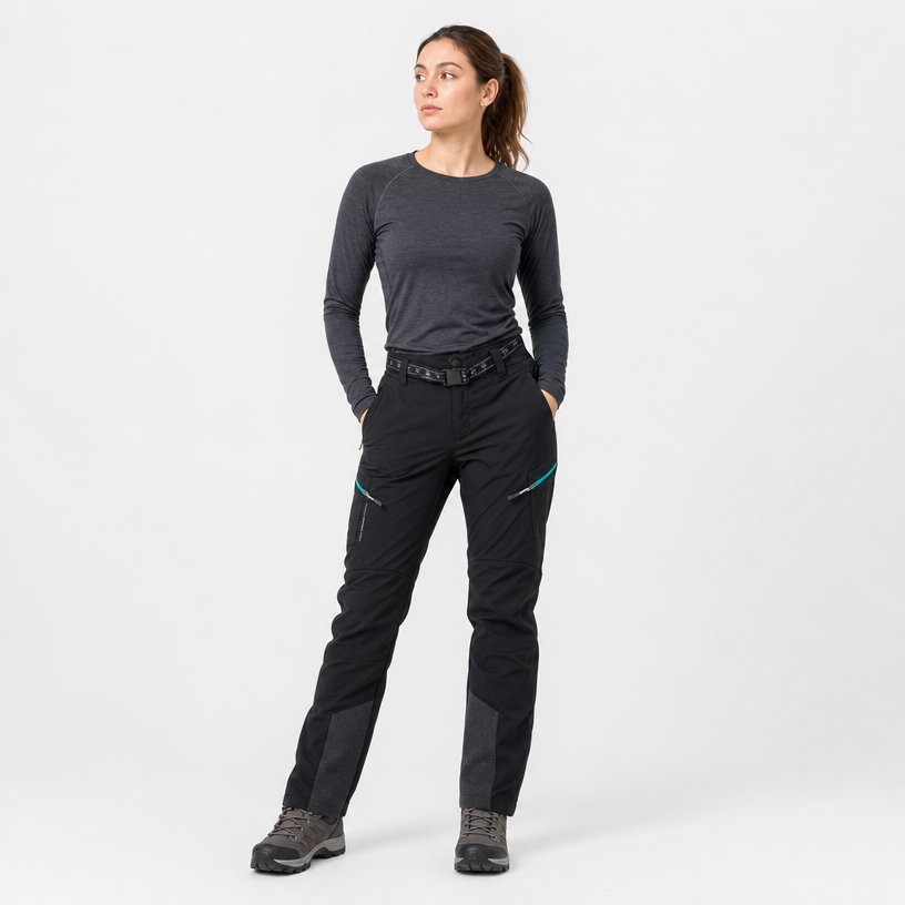Pantalón Outdoor Mujer Negro Tejerizas +8000 | Resistencia y Comodidad