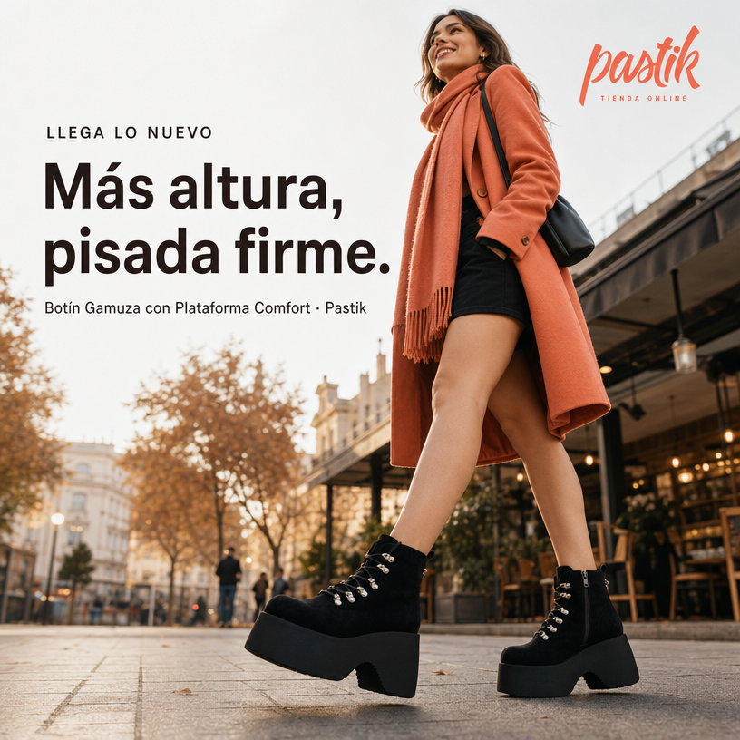 Botines de gamuza con plataforma y suela cómoda, en color neutro, de la marca Pastikcl.