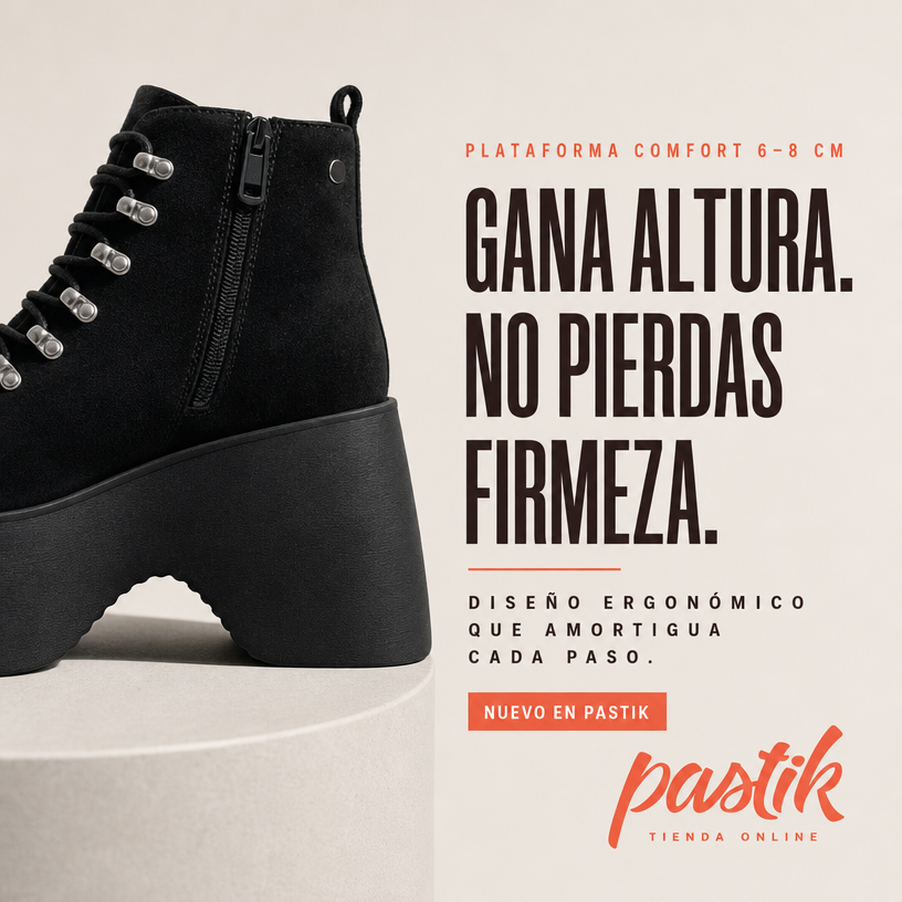 Botines de gamuza con plataforma comfort de pastikcl, mostrados en color marrón, con suelas antideslizantes y diseño elegante.