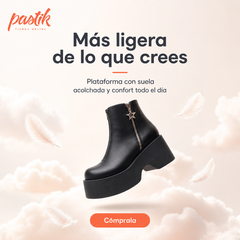 Botines confort plataforma ligeros de Pastikcl, con diseño versátil y estilo moderno, visibles en la imagen.