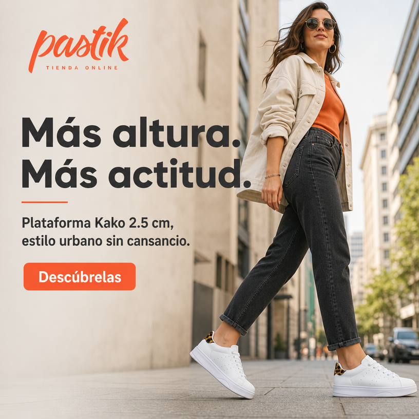 Zapatillas Urbanas Mujer Kako Blanco con Detalle Print - Plataforma 2.5 cm