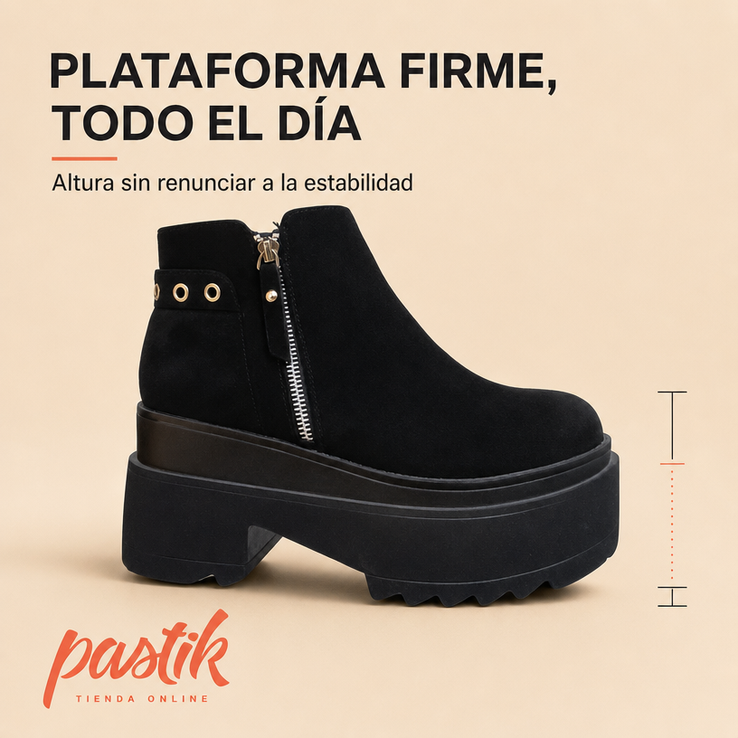 Botines de mujer con plataforma y cierre de microfibra en color plata, de la marca Pastikcl.