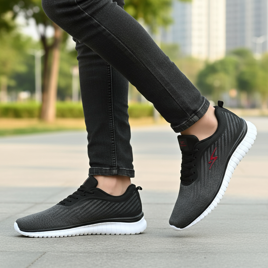 ZAPATILLA HOMBRE NEGRO ROJO GRIS 8614.