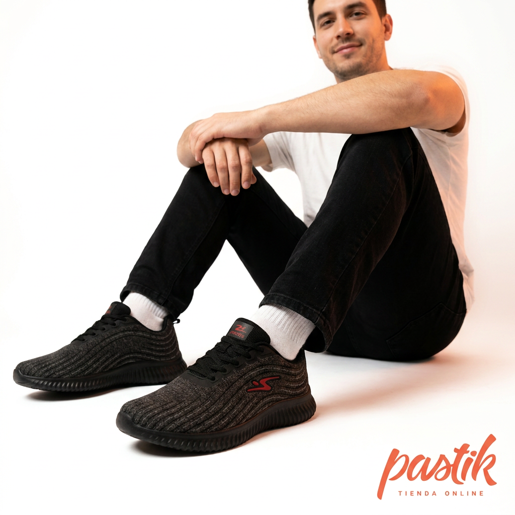 ZAPATILLA DEPORTIVA HOMBRE FLEX II GRIS NEGRO 8709.