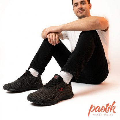 ZAPATILLA DEPORTIVA HOMBRE FLEX II GRIS NEGRO 8709.