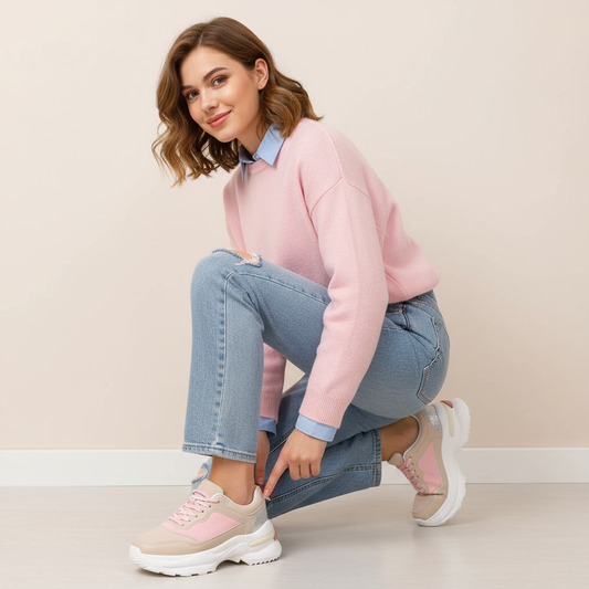 Zapatilla Lucia Beige Rosa - MININAS