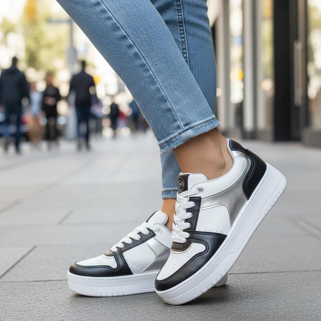 ZAPATILLA MUJER NEGRA PLATA MICKY - Pastik.cl