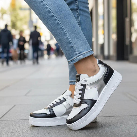ZAPATILLA MUJER NEGRA PLATA MICKY - Pastik.cl