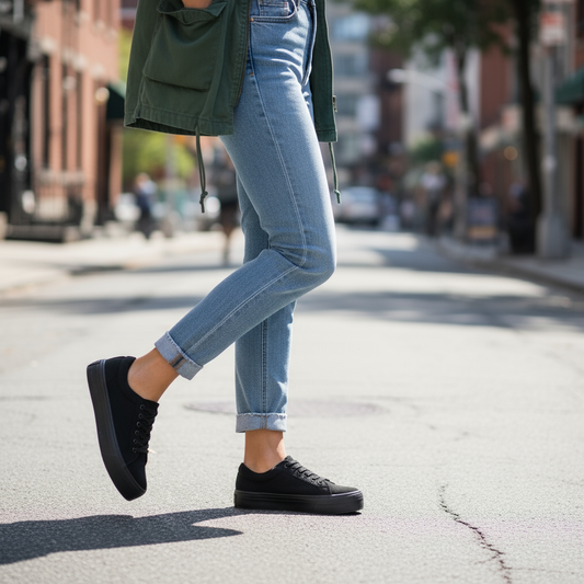 Zapatilla de Lona Mujer Negro Plataforma