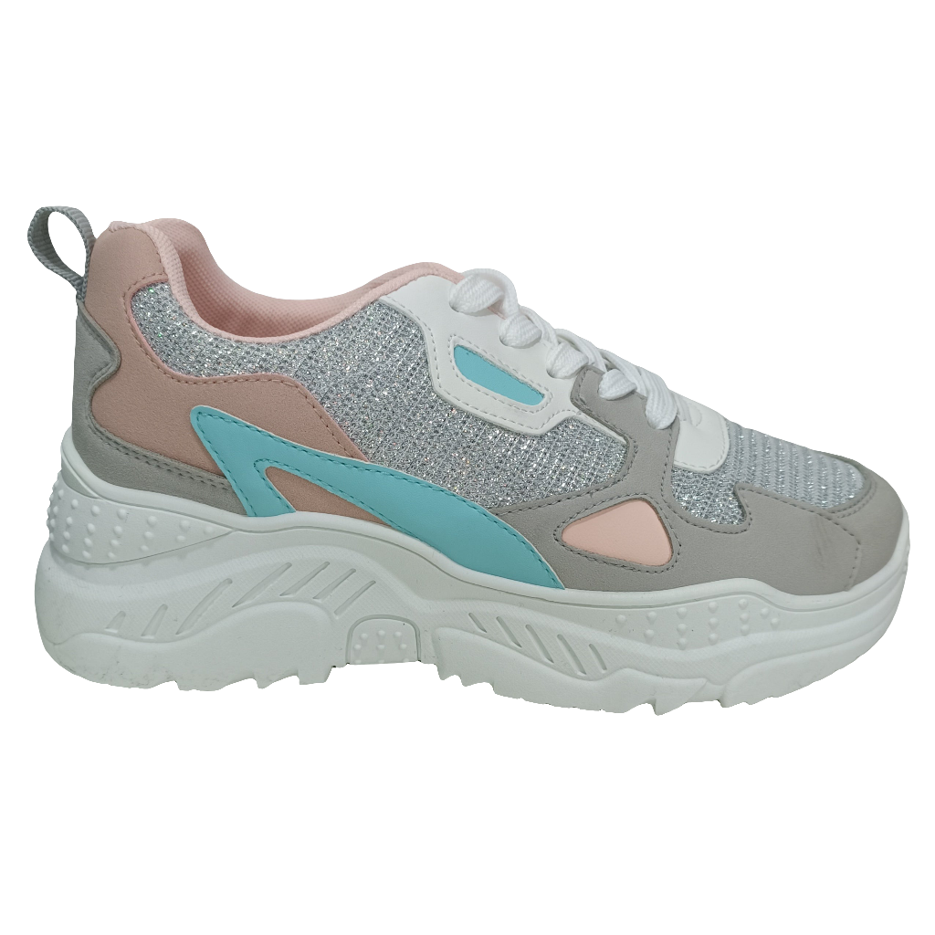 Zapatilla chunky Blanco/plata 031 - Pastik.cl