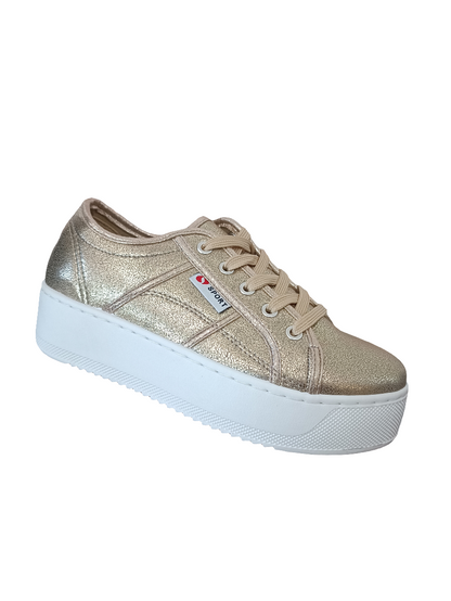 Zapatillas Plataforma Brillo champagne suela Blanca - Pastik.cl