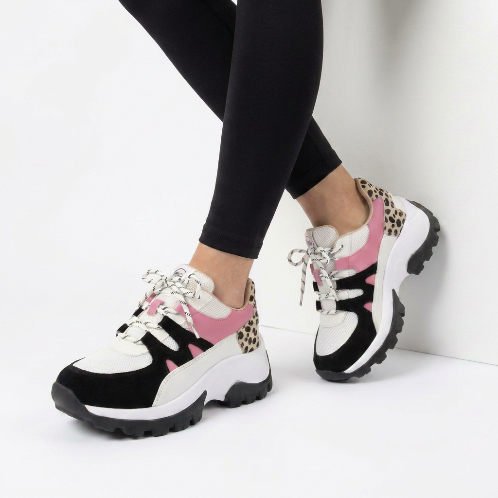 Zapatilla plataforma mujer rosa Amanda de la marca Pastikcl, con suela gruesa y diseño moderno visible en la imagen.