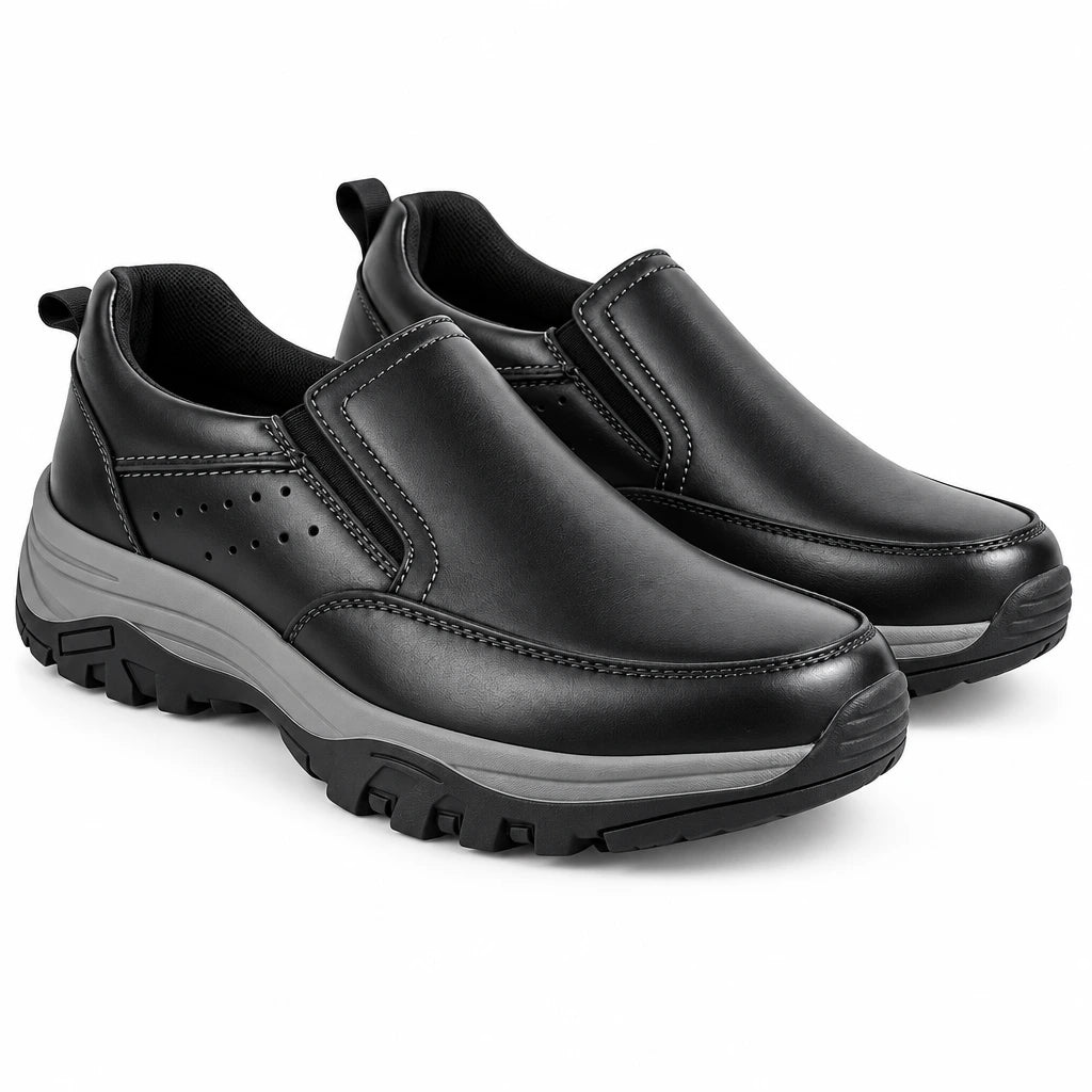 Zapatos de cuero negro para hombre sin cordones de estilo informal, de la marca Pastik Chile, en color negro.