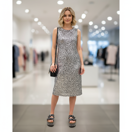 Sandalia Plataforma Lujo Brillante Negro.