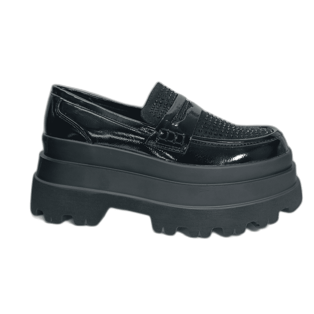 Mocasin Plataforma Negro Charol Brillos - Pastik.cl
