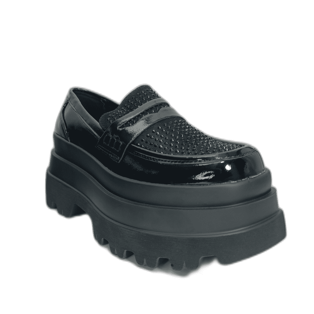 Mocasin Plataforma Negro Charol Brillos - Pastik.cl