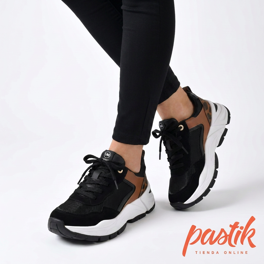 Zapatillas negras de mujer Monster con estampado, calzado brasileño de Pastik.cl en imagen.