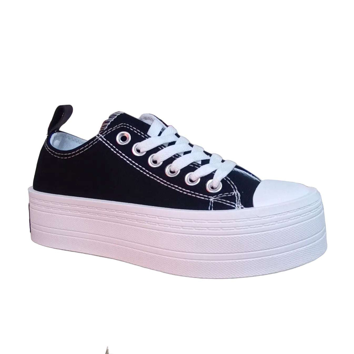 ZAPATILLA MUJER LONA PLATAFORMA NEGRO - Pastik.cl