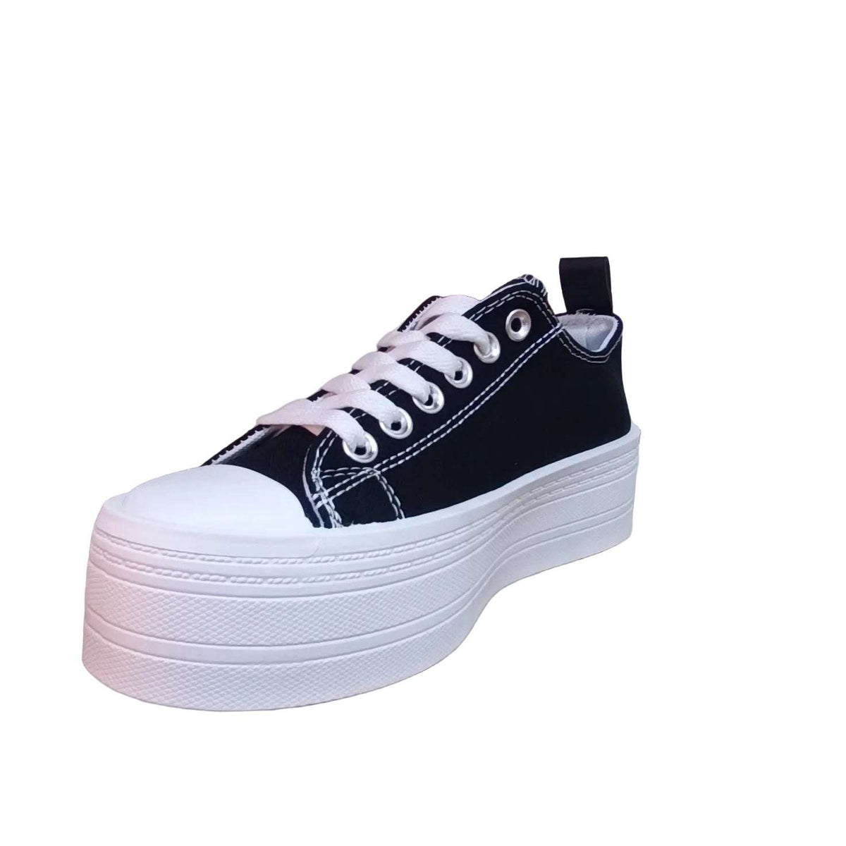 ZAPATILLA MUJER LONA PLATAFORMA NEGRO - Pastik.cl