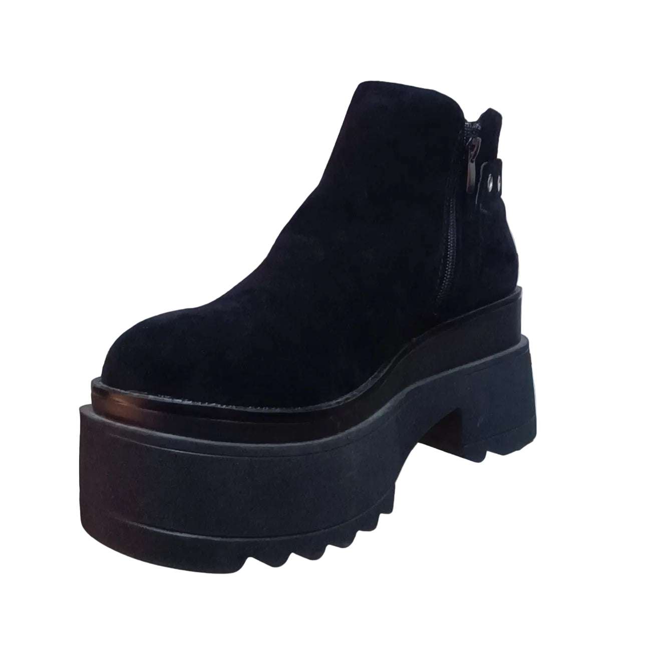 BOTIN MUJER PLATAFORMA MICROFIBRA CIERRES - Pastik.cl