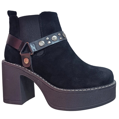 BOTIN MUJER PLATAFORMA MICROFIBRA NEGRO HEBILLA - Pastik.cl
