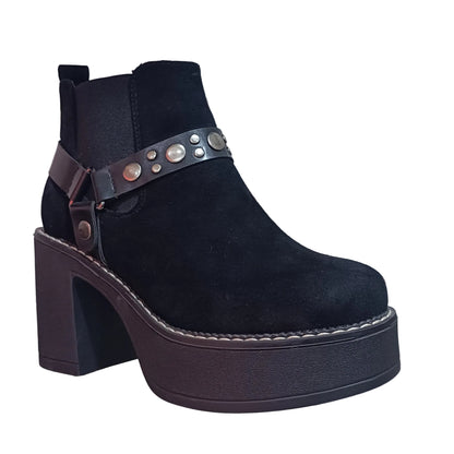 BOTIN MUJER PLATAFORMA MICROFIBRA NEGRO HEBILLA - Pastik.cl