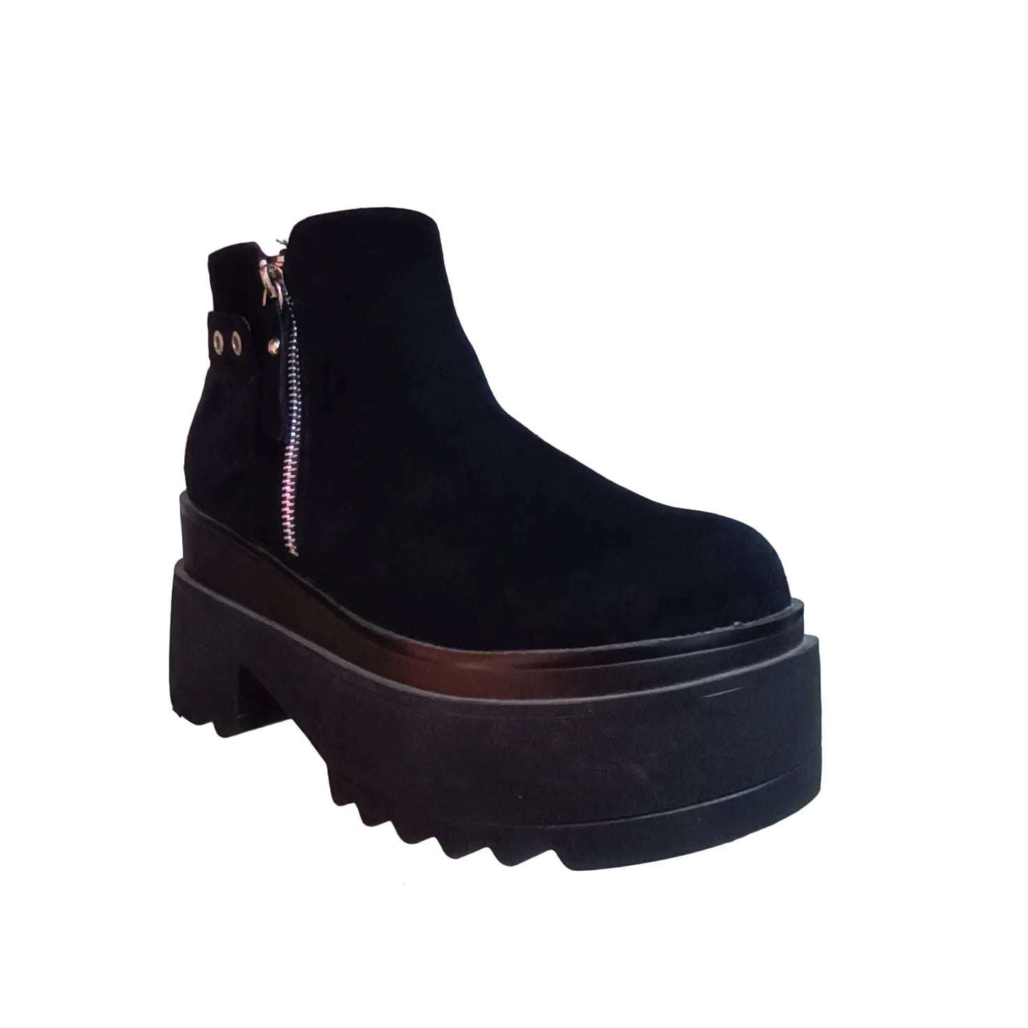 BOTIN MUJER PLATAFORMA MICROFIBRA CIERRES - Pastik.cl
