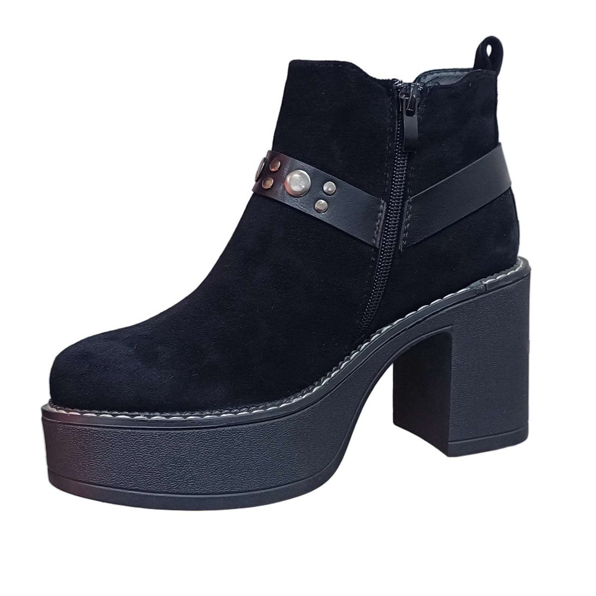 BOTIN MUJER PLATAFORMA MICROFIBRA NEGRO HEBILLA - Pastik.cl
