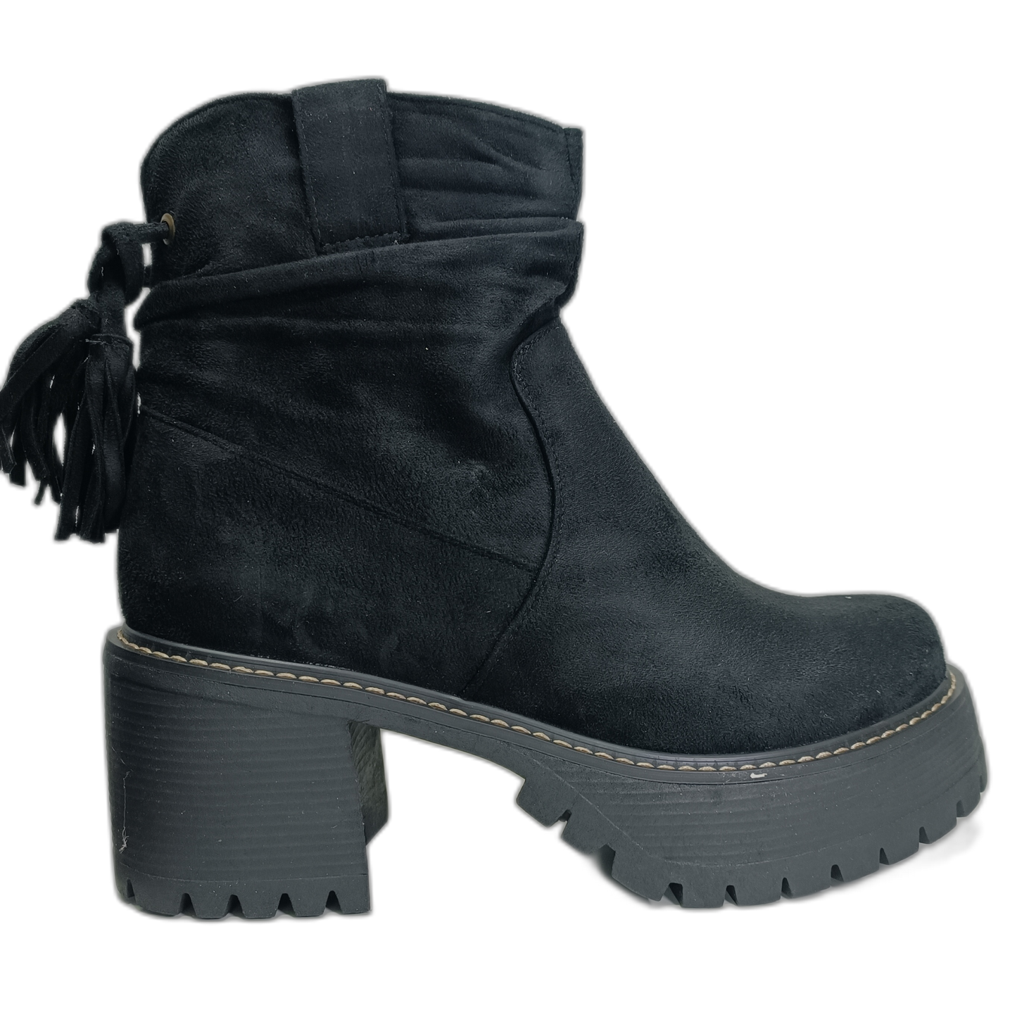 Botin Plataforma negro microfibra