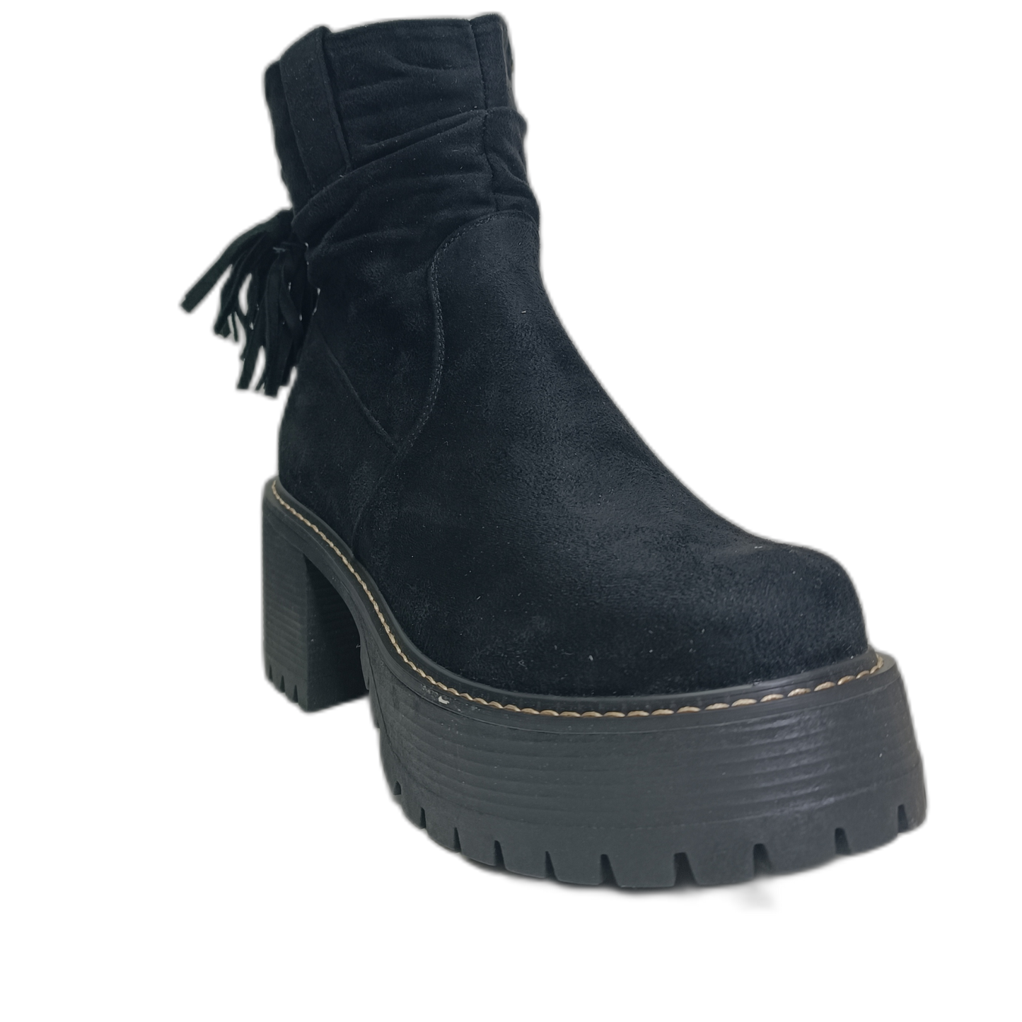 Botin Plataforma negro microfibra