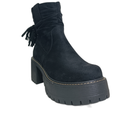 Botin Plataforma negro microfibra