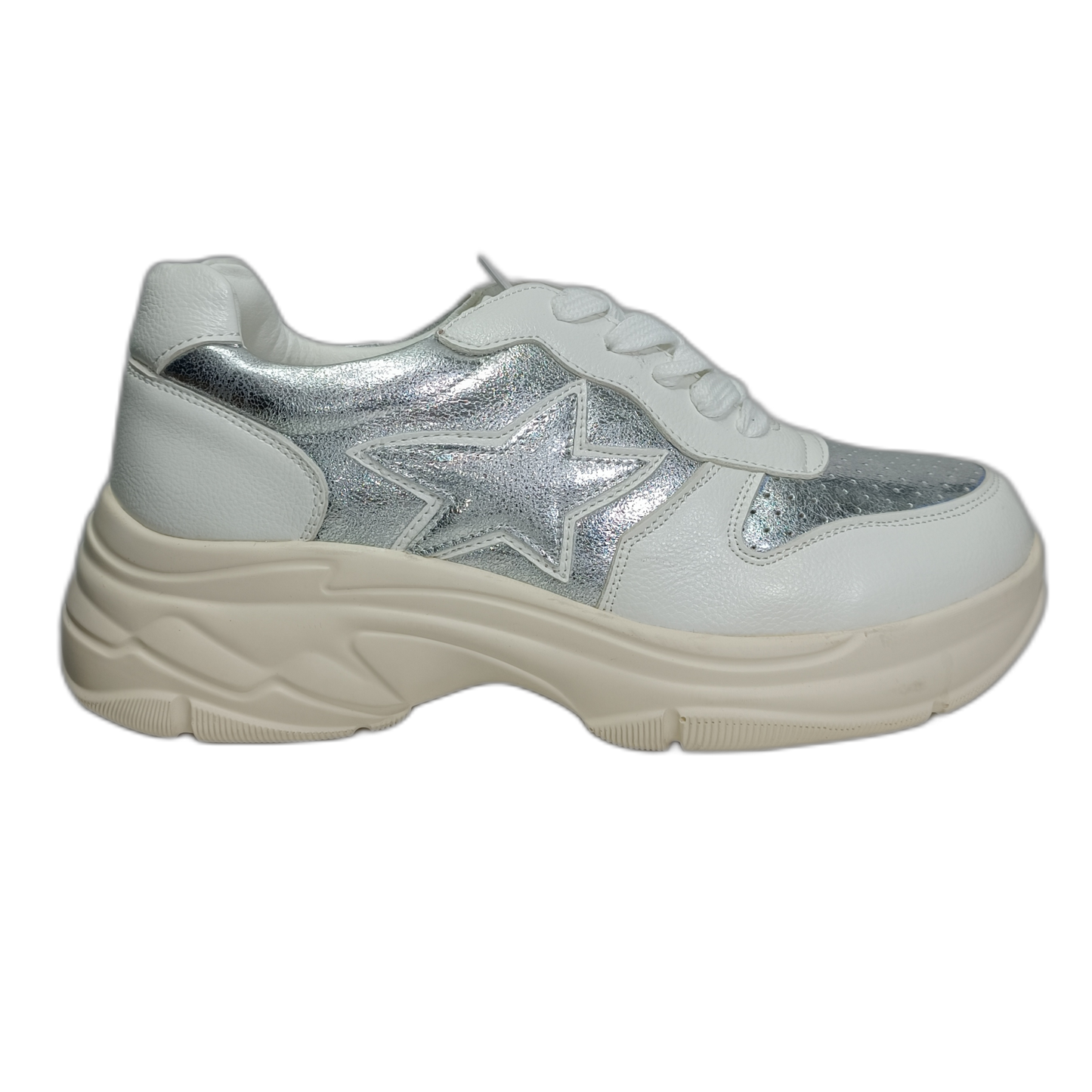 Zapatilla Estrella Plataforma Blanco Gris - Pastik.cl