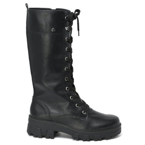 Bota Cordones Negro Taco Medio 6807 - Pastik.cl