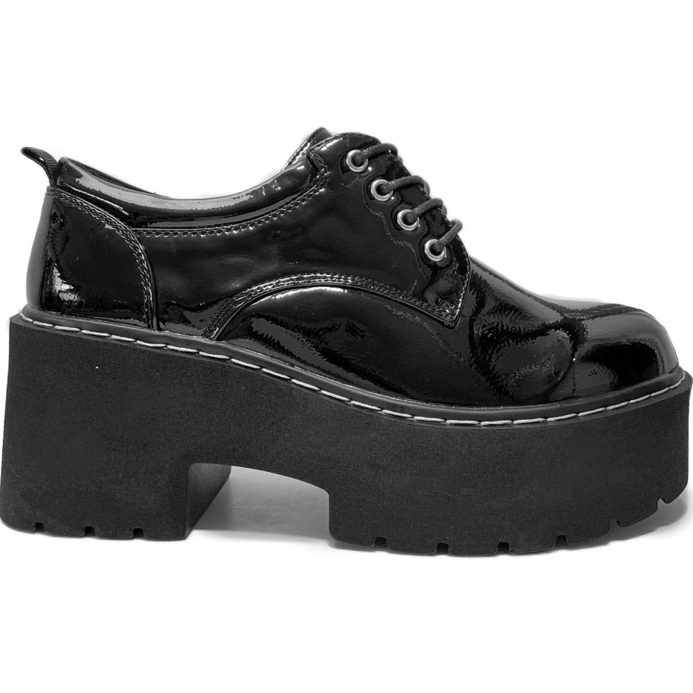 Botín Charol Negro Cordones - Pastik.cl