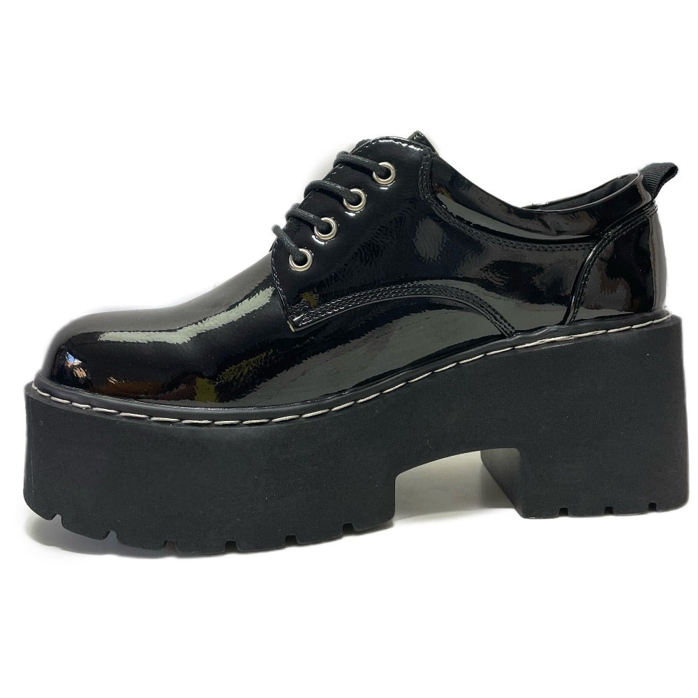 Botín Charol Negro Cordones - Pastik.cl