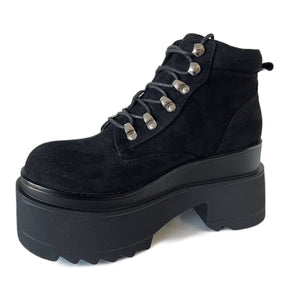 Botín Gamuza Cordones Plataforma Negro N10 - Pastik.cl