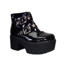 Cargar imagen en el visor de la galería, Botin Plataforma Charol Negro Estrellas - Pastik.cl
