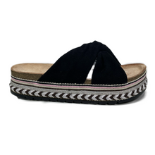 Cargar imagen en el visor de la galería, SANDALIA CORCHO NEGRO DORADO BR
